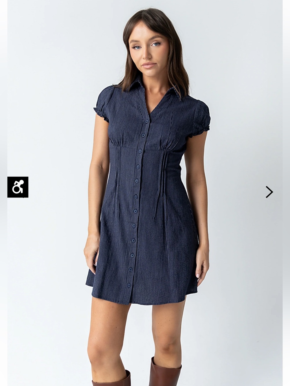 Bohme Pinstripe Mini Dress in Navy